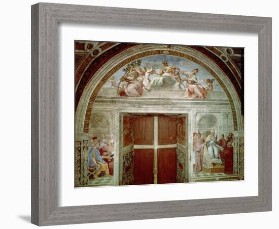 The Judicial Virtues: Pope Gregory IX Approving the Vatical Decretals-Raphael-Framed Giclee Print