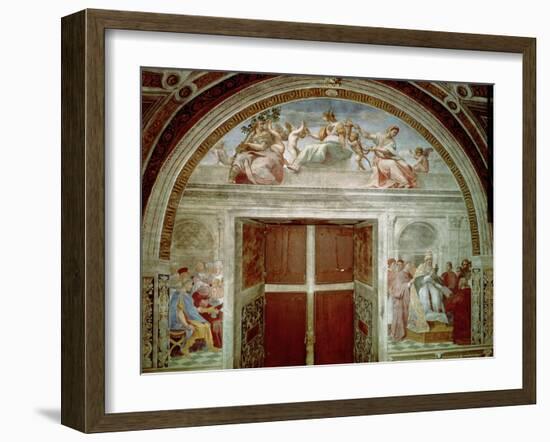 The Judicial Virtues: Pope Gregory IX Approving the Vatical Decretals-Raphael-Framed Giclee Print