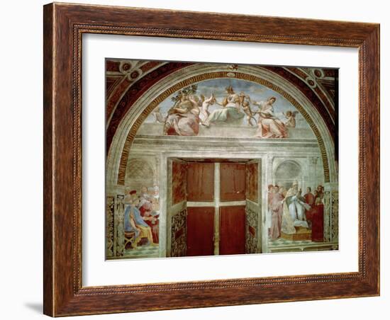 The Judicial Virtues: Pope Gregory IX Approving the Vatical Decretals-Raphael-Framed Giclee Print