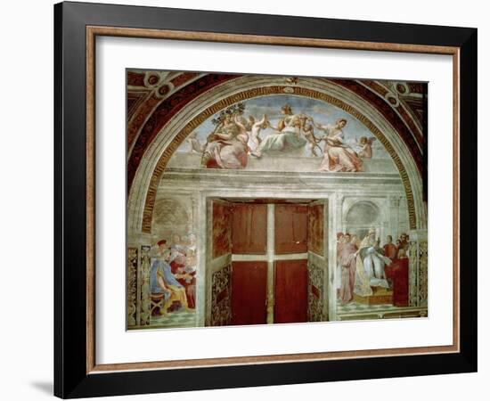 The Judicial Virtues: Pope Gregory IX Approving the Vatical Decretals-Raphael-Framed Giclee Print