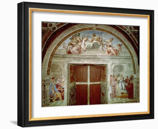 The Judicial Virtues: Pope Gregory IX Approving the Vatical Decretals-Raphael-Framed Giclee Print