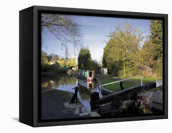 The Junction of the Stratford and Grand Union Canals, Kingswood Junction, Lapworth, Midlands-David Hughes-Framed Premier Image Canvas