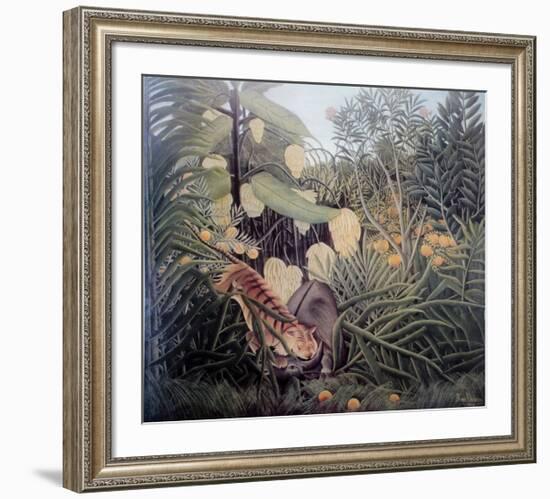 The Jungle, Tiger Attacking a Buffalo-Henri Rousseau-Framed Art Print