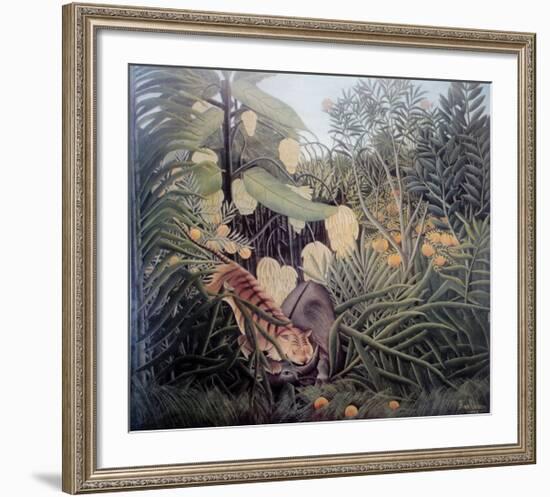 The Jungle, Tiger Attacking a Buffalo-Henri Rousseau-Framed Art Print