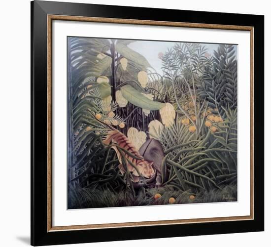 The Jungle, Tiger Attacking a Buffalo-Henri Rousseau-Framed Art Print