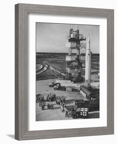 The Juno Ii Rocket Being Prepared for it's Moon Launch-null-Framed Photographic Print