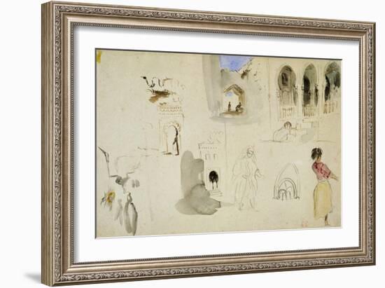 The Kasbah, Tangier (W/C on Paper)-Eugene Delacroix-Framed Giclee Print