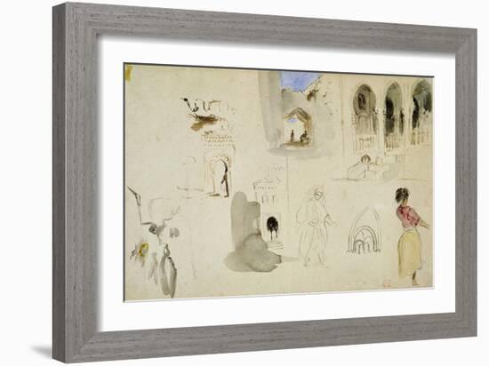 The Kasbah, Tangier (W/C on Paper)-Eugene Delacroix-Framed Giclee Print