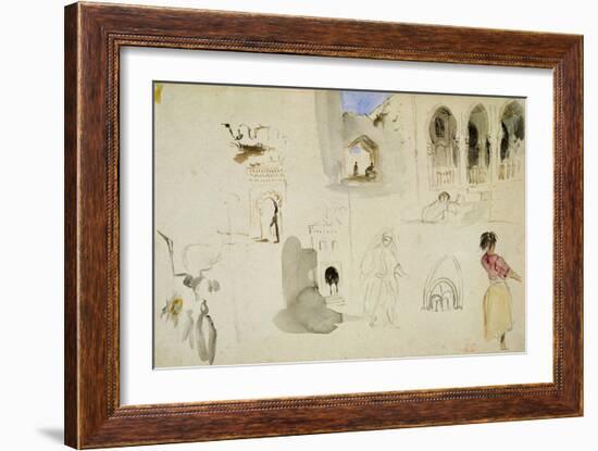 The Kasbah, Tangier (W/C on Paper)-Eugene Delacroix-Framed Giclee Print