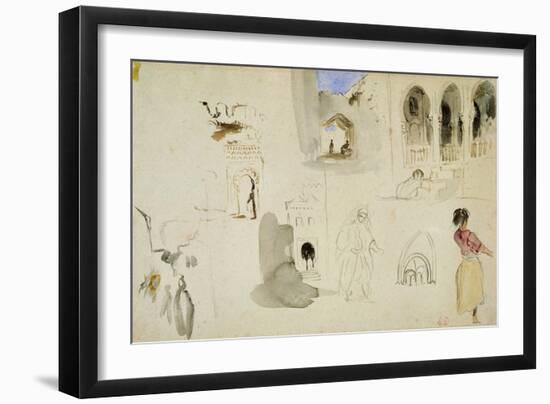 The Kasbah, Tangier (W/C on Paper)-Eugene Delacroix-Framed Giclee Print