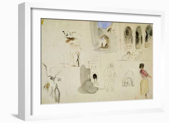 The Kasbah, Tangier (W/C on Paper)-Eugene Delacroix-Framed Giclee Print