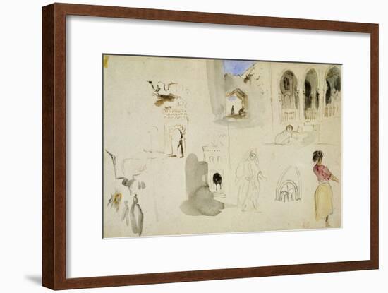 The Kasbah, Tangier (W/C on Paper)-Eugene Delacroix-Framed Giclee Print