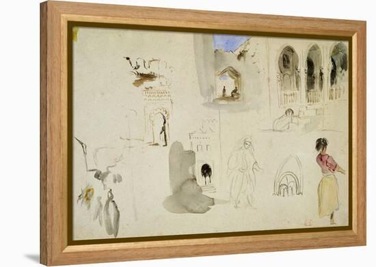 The Kasbah, Tangier (W/C on Paper)-Eugene Delacroix-Framed Premier Image Canvas