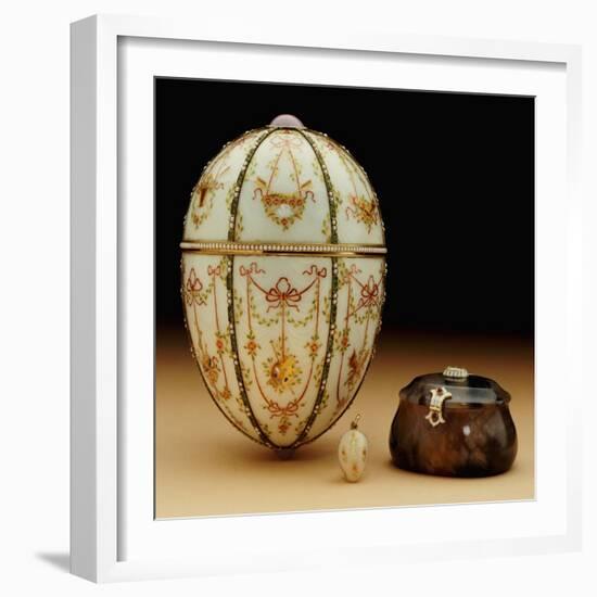 The Kelch Bonbonniere Egg Pictured with Its Surprises, Faberge, 1899-1903-Mikhail Perkhin-Framed Giclee Print