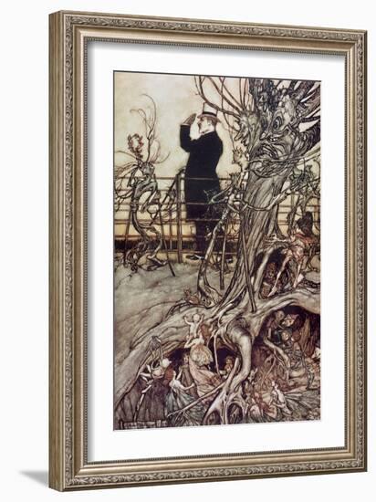 The Kensington Gardens are in London, where the King lives from 'Peter Pan in Kensington Gardens'-Arthur Rackham-Framed Giclee Print