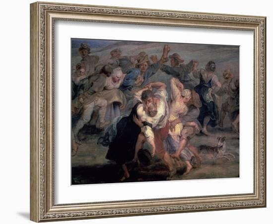 The Kermesse, Detail of Peasants Dancing, Ca. 1635-1638-Peter Paul Rubens-Framed Giclee Print