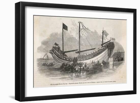 The "Key-Ing" the First Chinese Junk to Visit Europe Docked in the Thames-null-Framed Art Print