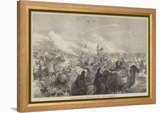 The Khiva Expedition, Russian Troops Attacking a Caravan of Turkomans-null-Framed Premier Image Canvas