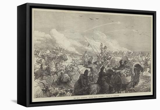 The Khiva Expedition, Russian Troops Attacking a Caravan of Turkomans-null-Framed Premier Image Canvas