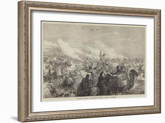 The Khiva Expedition, Russian Troops Attacking a Caravan of Turkomans-null-Framed Giclee Print