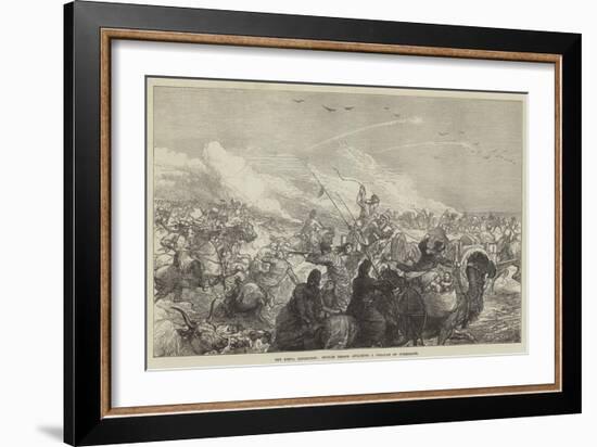 The Khiva Expedition, Russian Troops Attacking a Caravan of Turkomans-null-Framed Giclee Print