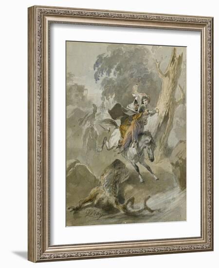 The Kidnap (From the Series Scènes Du Caucas)-Mihály Zichy-Framed Giclee Print