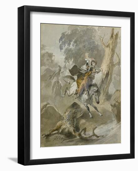 The Kidnap (From the Series Scènes Du Caucas)-Mihály Zichy-Framed Giclee Print