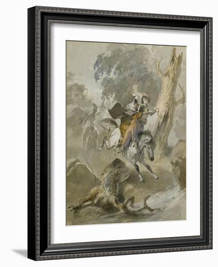 The Kidnap (From the Series Scènes Du Caucas)-Mihály Zichy-Framed Giclee Print