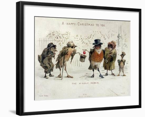 The Kindly Robin, Victorian Christmas Card-Castell Brothers-Framed Giclee Print