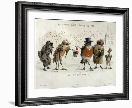 The Kindly Robin, Victorian Christmas Card-Castell Brothers-Framed Giclee Print