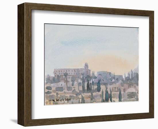 The King David Hotel, Sunset, Jerusalem, 2019 (W/C on Paper)-Lucy Willis-Framed Giclee Print