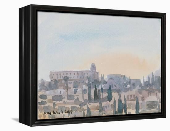 The King David Hotel, Sunset, Jerusalem, 2019 (W/C on Paper)-Lucy Willis-Framed Premier Image Canvas