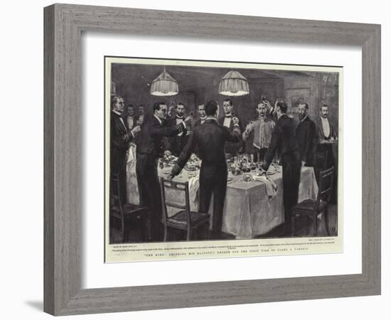 The King, Drinking His Majesty's Health for the First Time on Board a Warship-Frank Dadd-Framed Giclee Print