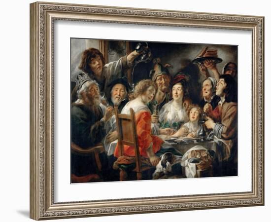 The King Drinks, or Family Meal on the Feast of Epiphany-Jacob Jordaens-Framed Giclee Print