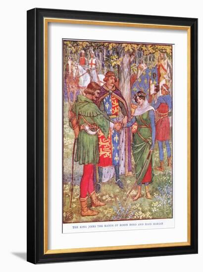 The King Joins the Hands of Robin Hood and Maid Marian, C.1920-Walter Crane-Framed Giclee Print