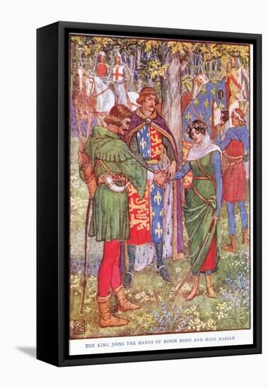 The King Joins the Hands of Robin Hood and Maid Marian, C.1920-Walter Crane-Framed Premier Image Canvas