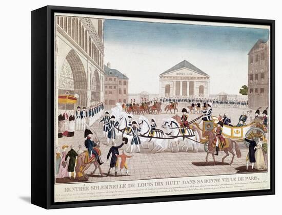 The King Louis XVIII Arriving at Notre Dame, Paris, 3 May 1814-null-Framed Premier Image Canvas