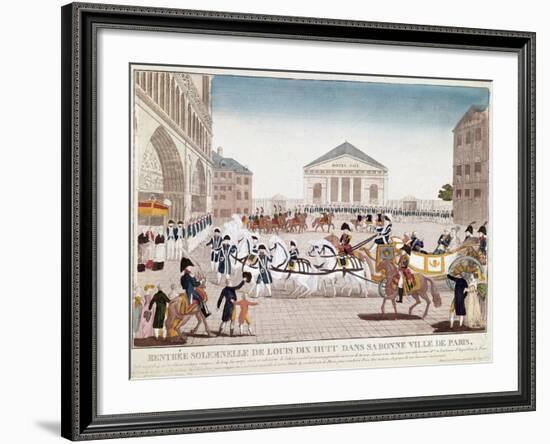 The King Louis XVIII Arriving at Notre Dame, Paris, 3 May 1814-null-Framed Giclee Print