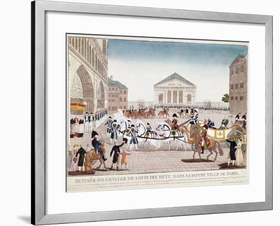 The King Louis XVIII Arriving at Notre Dame, Paris, 3 May 1814-null-Framed Giclee Print