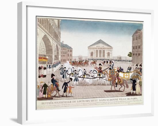 The King Louis XVIII Arriving at Notre Dame, Paris, 3 May 1814-null-Framed Giclee Print