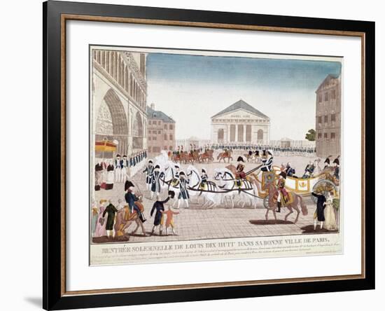 The King Louis XVIII Arriving at Notre Dame, Paris, 3 May 1814-null-Framed Giclee Print