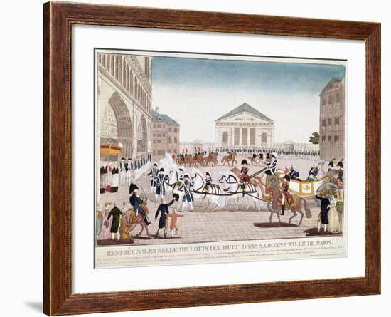 The King Louis XVIII Arriving at Notre Dame, Paris, 3 May 1814-null-Framed Giclee Print