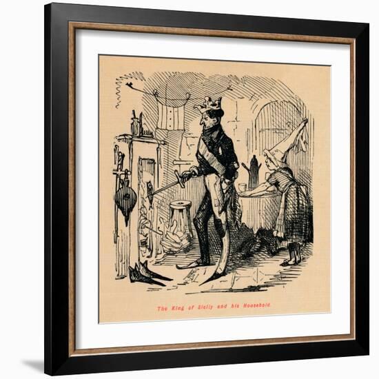 'The King of Sicily and his Household',-John Leech-Framed Giclee Print