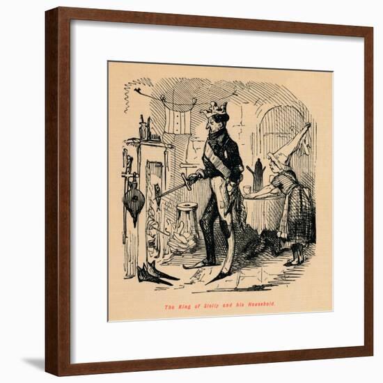 'The King of Sicily and his Household',-John Leech-Framed Giclee Print