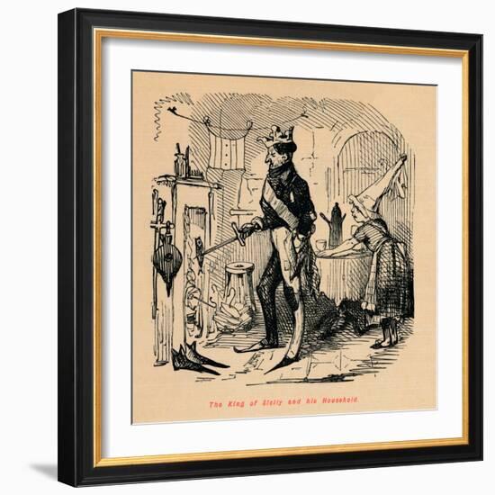 'The King of Sicily and his Household',-John Leech-Framed Giclee Print