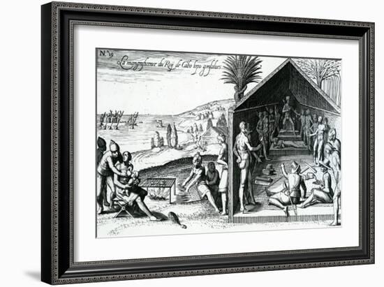The King Receiving European Visitors, Cape Lopez, Gabon, Africa, 16th Century-Theodore de Bry-Framed Giclee Print