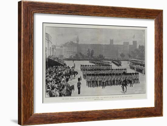 The King's Birthday in London, the March Past after the Trooping of the Colours at the Horse Guards-Frederic De Haenen-Framed Giclee Print