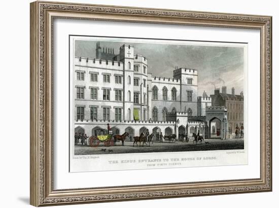 The King's Entrance to the House of Lords, Palace of Westminster, London, 1829-William Deeble-Framed Giclee Print