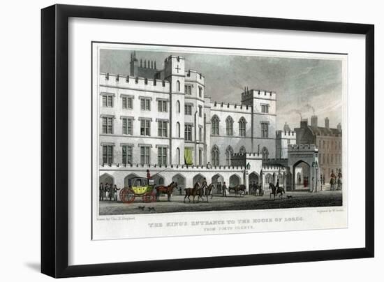 The King's Entrance to the House of Lords, Palace of Westminster, London, 1829-William Deeble-Framed Giclee Print