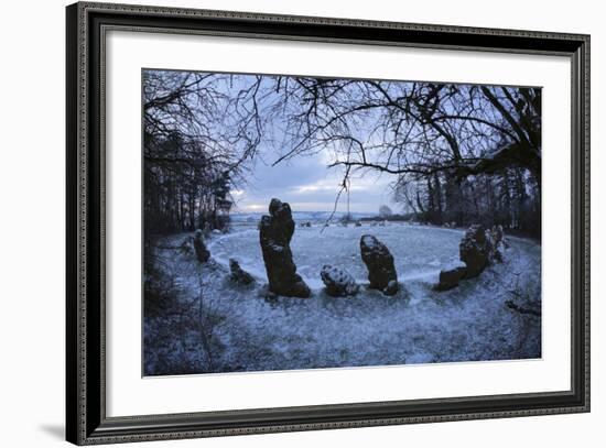 The King's Men in Snow, the Rollright Stones, Near Chipping Norton-Stuart Black-Framed Photographic Print